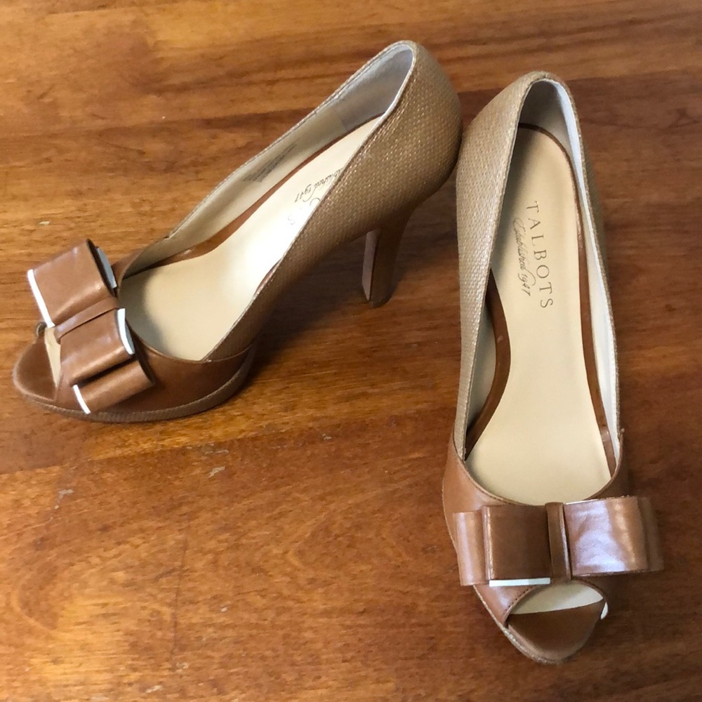 Talbots Open Toe Pumps with Bow